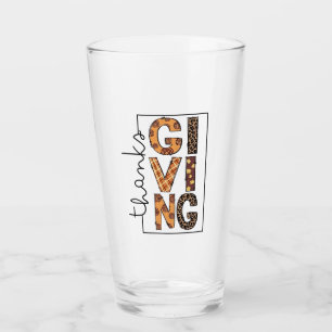 Happy Thanksgiving Leopard Print Rainbow Turkey Glass