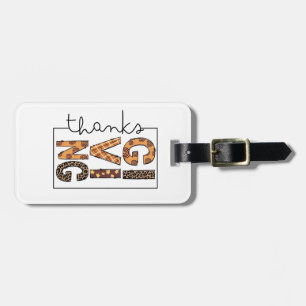 Happy Thanksgiving Leopard Print Rainbow Turkey Luggage Tag