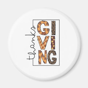 Happy Thanksgiving Leopard Print Rainbow Turkey Magnet