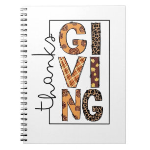 Happy Thanksgiving Leopard Print Rainbow Turkey  Notebook