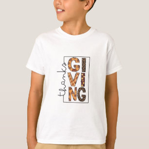 Happy Thanksgiving Leopard Print Rainbow Turkey  T-Shirt