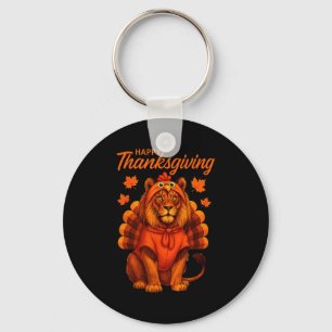 Happy Thanksgiving Lion Women Boys Girls Kids Outf Keychain