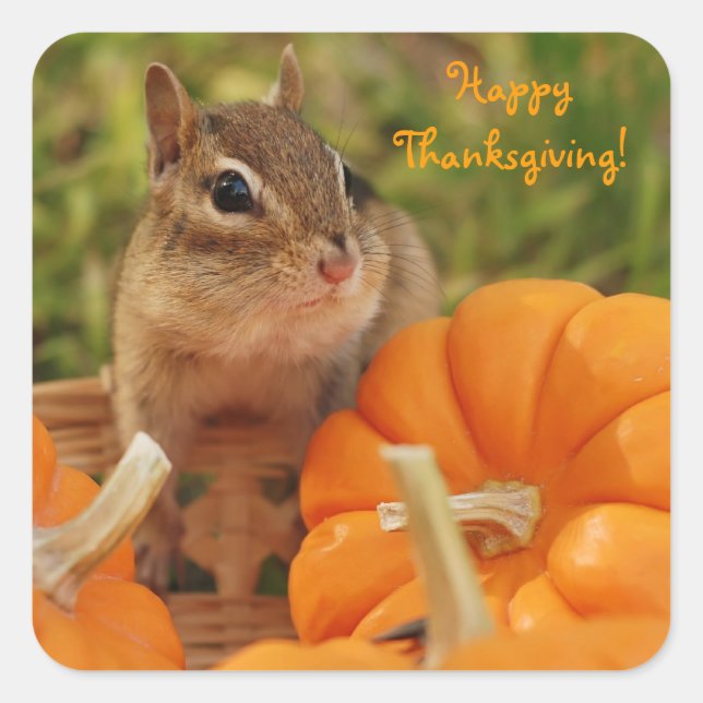 Happy Thanksgiving Little Chipmunk Sticker (Front)