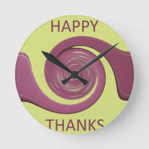 Happy Thanksgiving Lovely Amazing Text Art Design Round Clock
