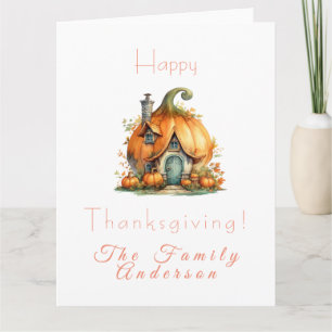 Happy thanksgiving lpumpkin house white card