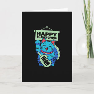 Happy Thanksgiving Maneki Neko Lucky Cat Japanese  Card