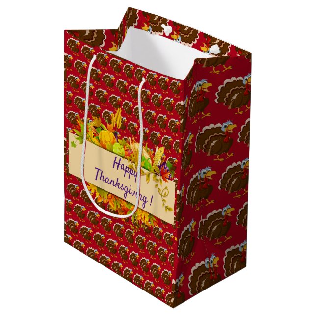 Happy Thanksgiving Medium Gift Bag (Front Angled)