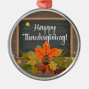 happy thanksgiving metal ornament