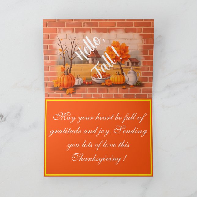 Happy Thanksgiving Modern Beautiful Fall Card (Inside)