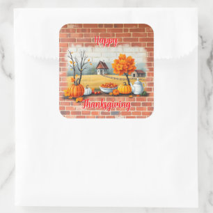 Happy Thanksgiving Modern Beautiful Fall Square Sticker