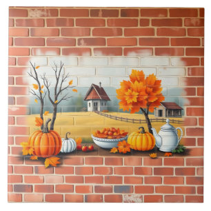 Happy Thanksgiving Modern Beautiful Fall Tile