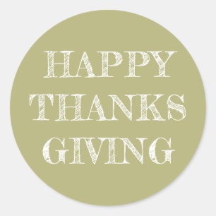 Happy Thanksgiving Modern Simple Pumpkin Green  Classic Round Sticker