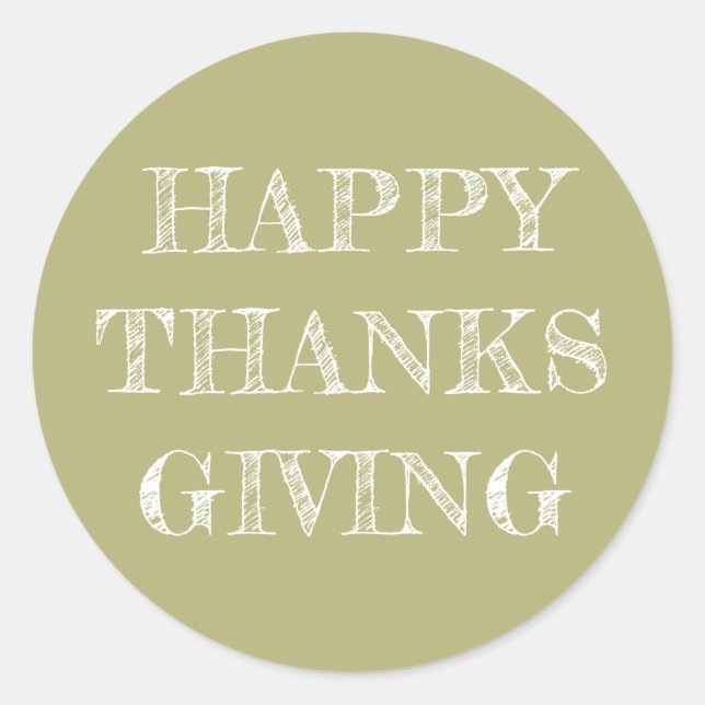 Happy Thanksgiving Modern Simple Pumpkin Green  Classic Round Sticker (Front)