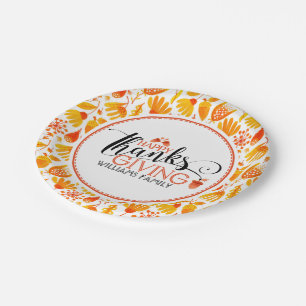 Happy Thanksgiving modern typography design Paper Plate
