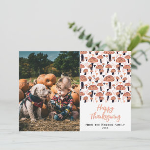 Happy Thanksgiving Mushroom Autumn Fall Photo  Holiday Card