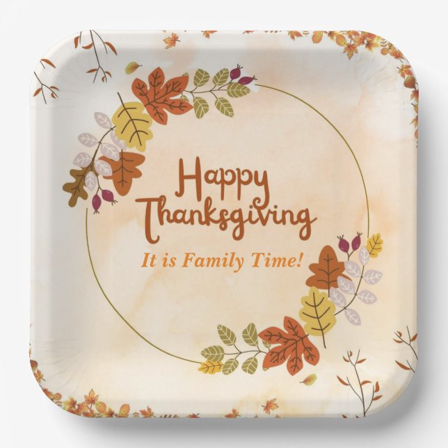 Happy Thanksgiving Napkins: Paper Plate (Front)