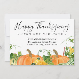 Happy Thanksgiving New Home Pumpkin Holiday Moving Announcement