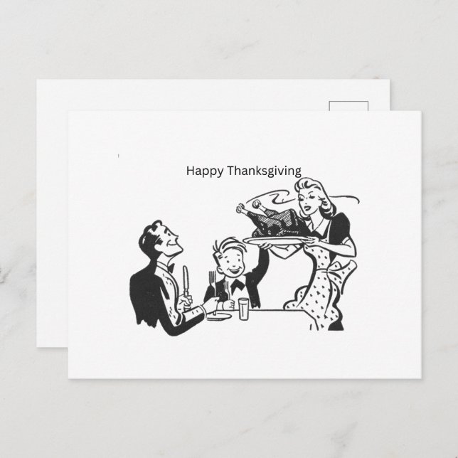 Happy Thanksgiving Note Card, Post Card (Front/Back)
