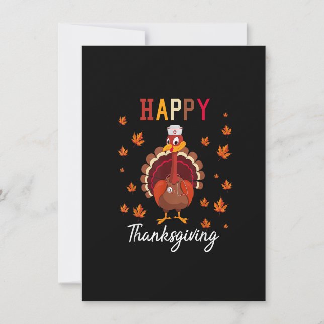 Happy Thanksgiving Nurse Nursing.Cute happy turkey Invitation (Front)