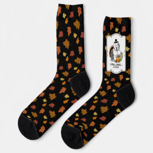 Happy Thanksgiving Old English Sheepdog Gray 1 Fun Socks
