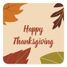 Happy Thanksgiving Orange Brown Green Fall Leaves