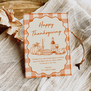 Happy Thanksgiving Orange Gingham Invitation