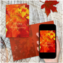 Happy Thanksgiving Orange Leaves Message Cards