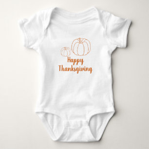 Happy Thanksgiving orange pumpkin custom text cute Baby Bodysuit