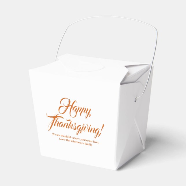 Happy Thanksgiving orange spice custom script text Favor Box (Front Side)