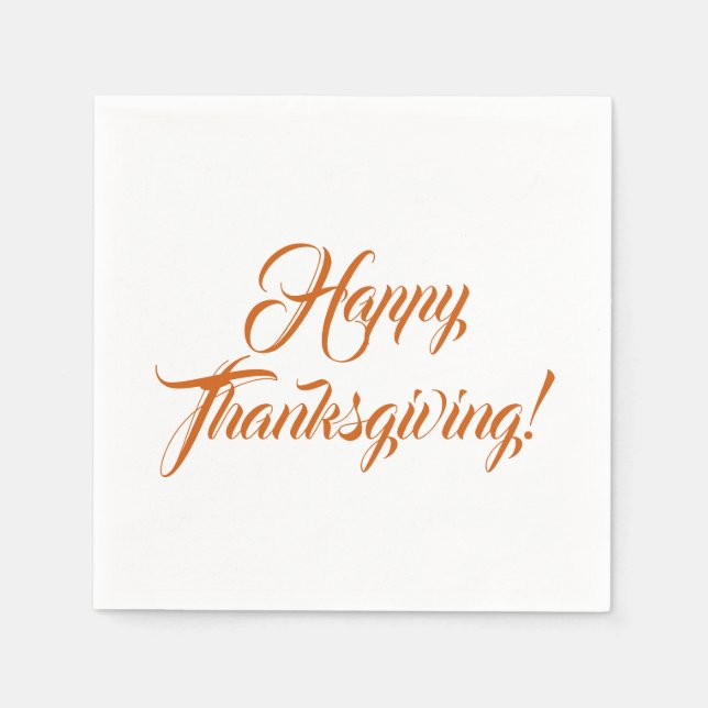 Happy Thanksgiving orange spice custom script text Napkin (Front)