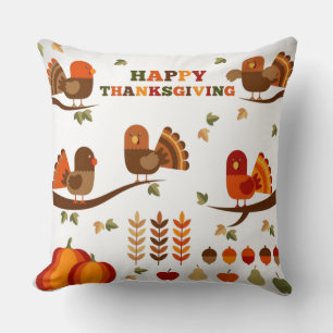 Happy Thanksgiving Pattern Throw Pillow
