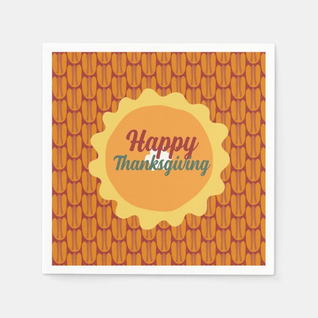 happy thanksgiving pecan pattern napkin (Front)