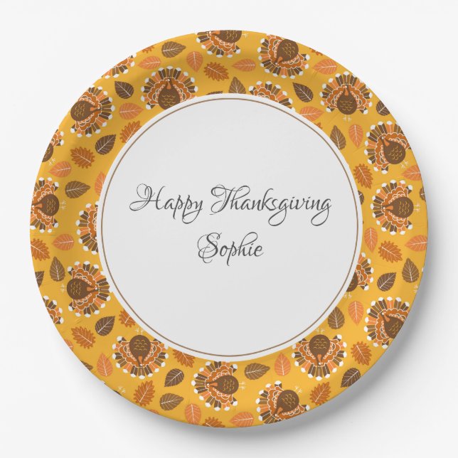 Happy Thanksgiving Personalized    Paper Plate (Front)