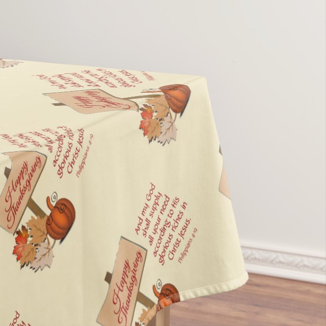 HAPPY THANKSGIVING Philippians 4:19 Christian Tablecloth (In Situ)
