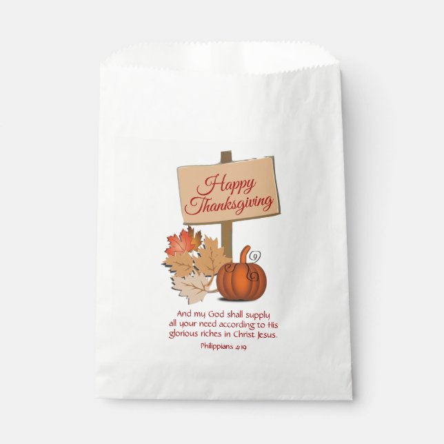 HAPPY THANKSGIVING Philippians 4:19 Scripture Favour Bag (Front)