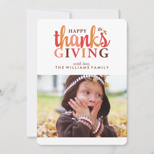 Happy Thanksgiving Photo Holiday Card (Front)