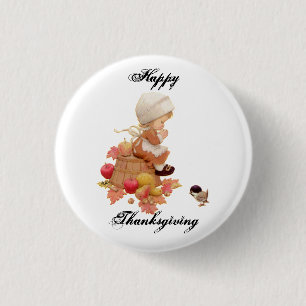 Happy Thanksgiving Pin Round and Square