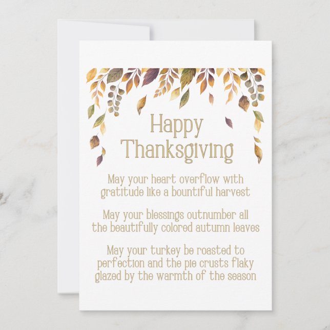 Happy Thanksgiving Poem Holiday Card (Front)