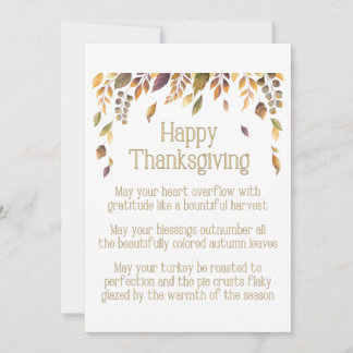 Happy Thanksgiving Poem Holiday Card