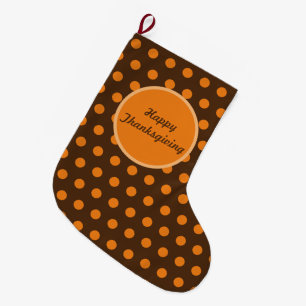 Happy Thanksgiving Polka Dot Reversible Stocking 
