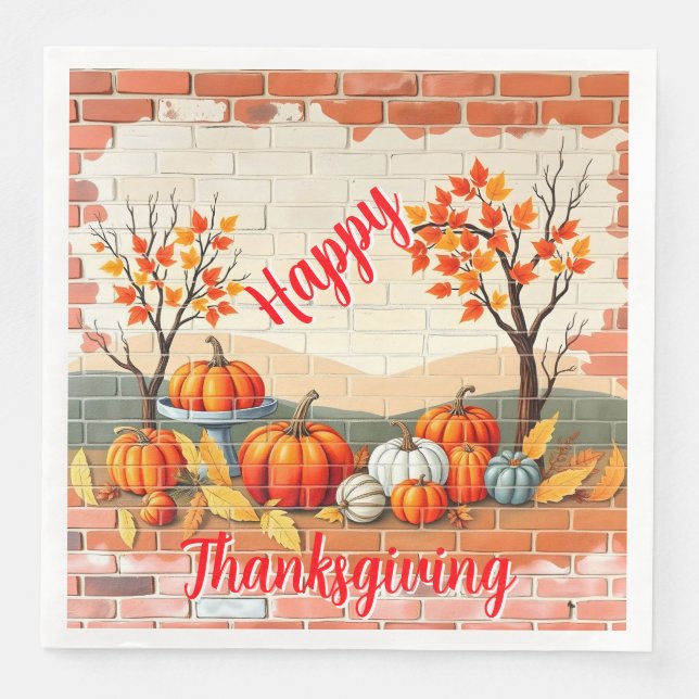 Happy Thanksgiving Popular Beautiful Fall Napkin (Front)