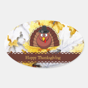 Happy Thanksgiving, popular design, Oval Sticker