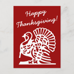 Happy Thanksgiving postcards with turkey drawing