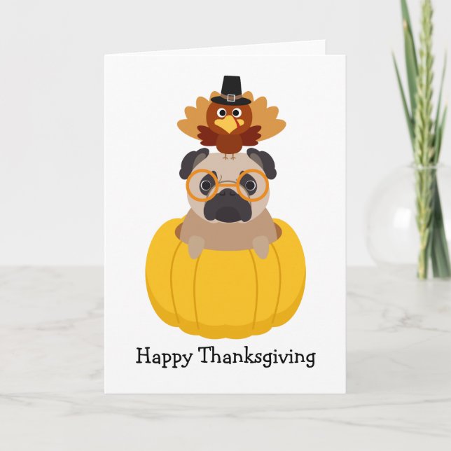 Happy Thanksgiving Pug Card (Front)