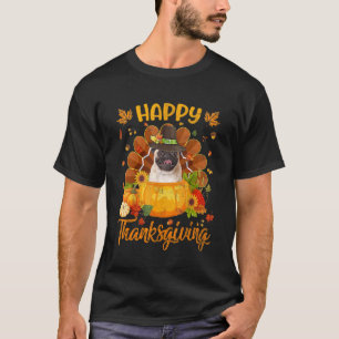 Happy Thanksgiving Pug Dog Turkey Pumpkin T-Shirt