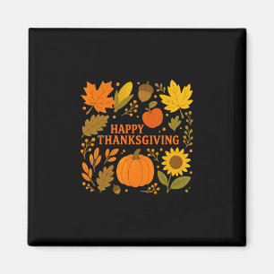 Happy Thanksgiving Pumpkin Autumn Leaves Harvest  Magnet