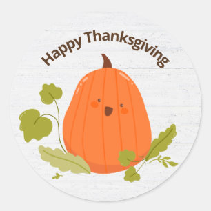 Happy Thanksgiving Pumpkin Classic Round Sticker