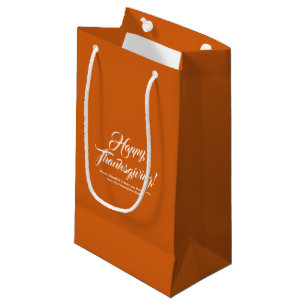 Happy Thanksgiving pumpkin custom script text  Small Gift Bag