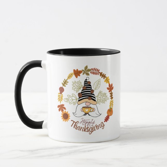 Happy Thanksgiving Pumpkin Gnome Coffee Autum mood Mug (Left)