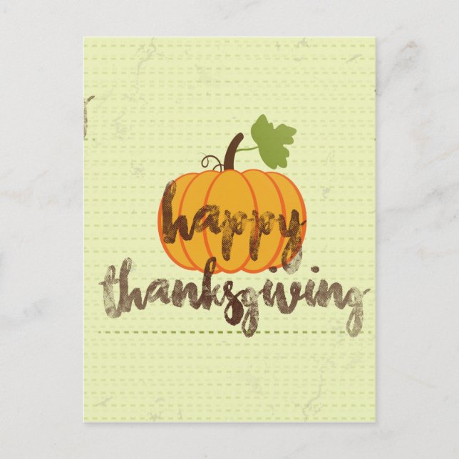 Happy Thanksgiving pumpkin Holiday Postcard (Front)